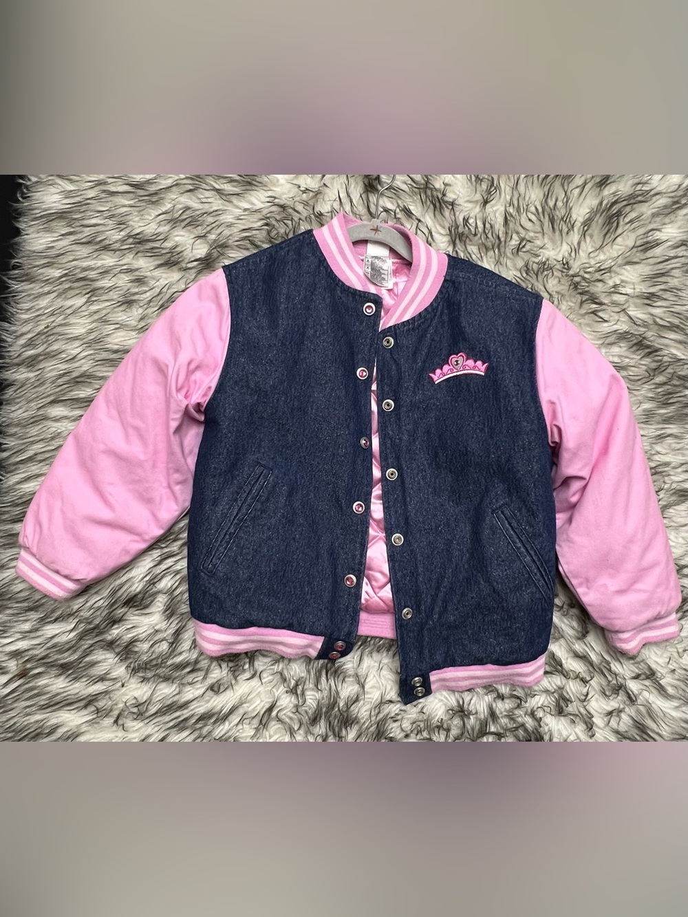 Disney Pink and Blue Denim-Look Varsity Jacket